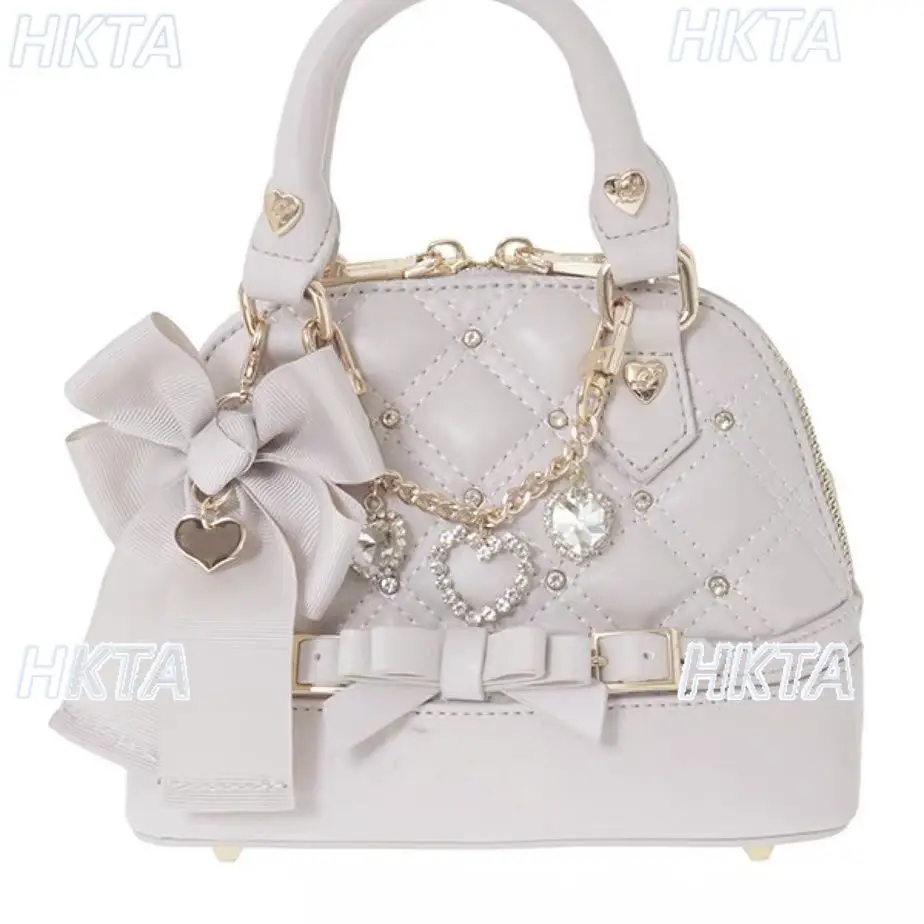 

2026 Spring New Niche Design Shell High-end Champagne Gold Rivet Handbag Women Girls Fashion Lolita Sweet Single Shoulder Bag