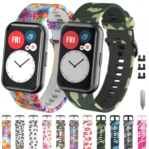 Correa de silicona para Huawei Watch Fit pulsera reloj inteligente camuflaje Graffiti pulsera deportiva Huawei Watch Fit Correa Accesorios