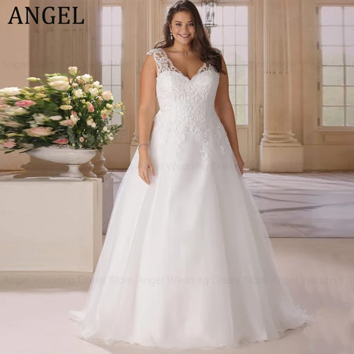 ANGEL elegante Vestidos de Novia de talla grande 2025 personalizado nuevo A-Line sin mangas tul apliques Vestidos de Novia Vestidos de Novia