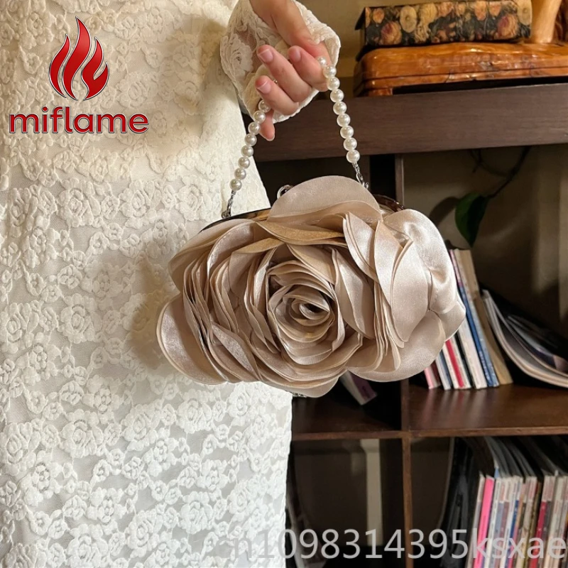 Miflame Evening Clutch Floral Rose Retro Vintage Chinese Style Crossbody Shoulder Purse with Top Handle for Women