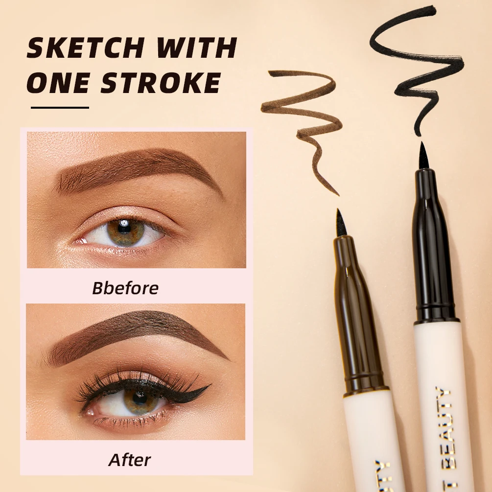 

QIBEST 1pc Waterproof Quick Dry Liquid Eyeliner Pen Ultra-fine Matte Finish Smudge-proof Beauty Eye Makeup Black/Brown Options