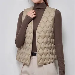 Brand Women Clothing Women Ultra Light Down Liner Vest 2024 New Arrivals Auutmn Korean Slim Office Lady Warm Sleeveless Coat