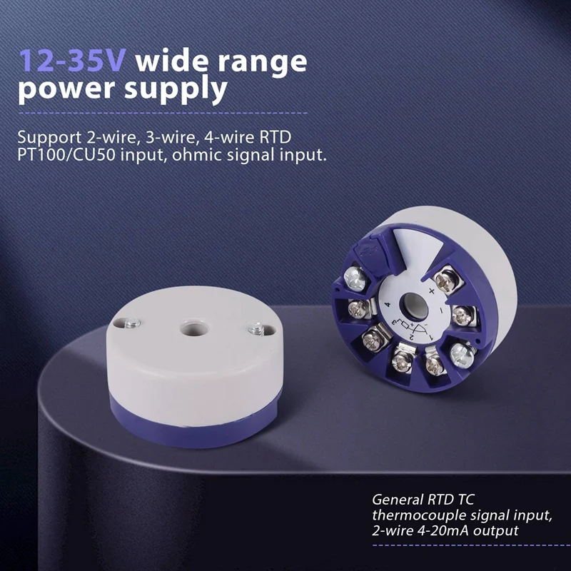 Programmable Thermocouple RTD PT100 To 4-20MA Converter TC RTD Input 4-20MA Output Head-Mounted Temperature Transmitter