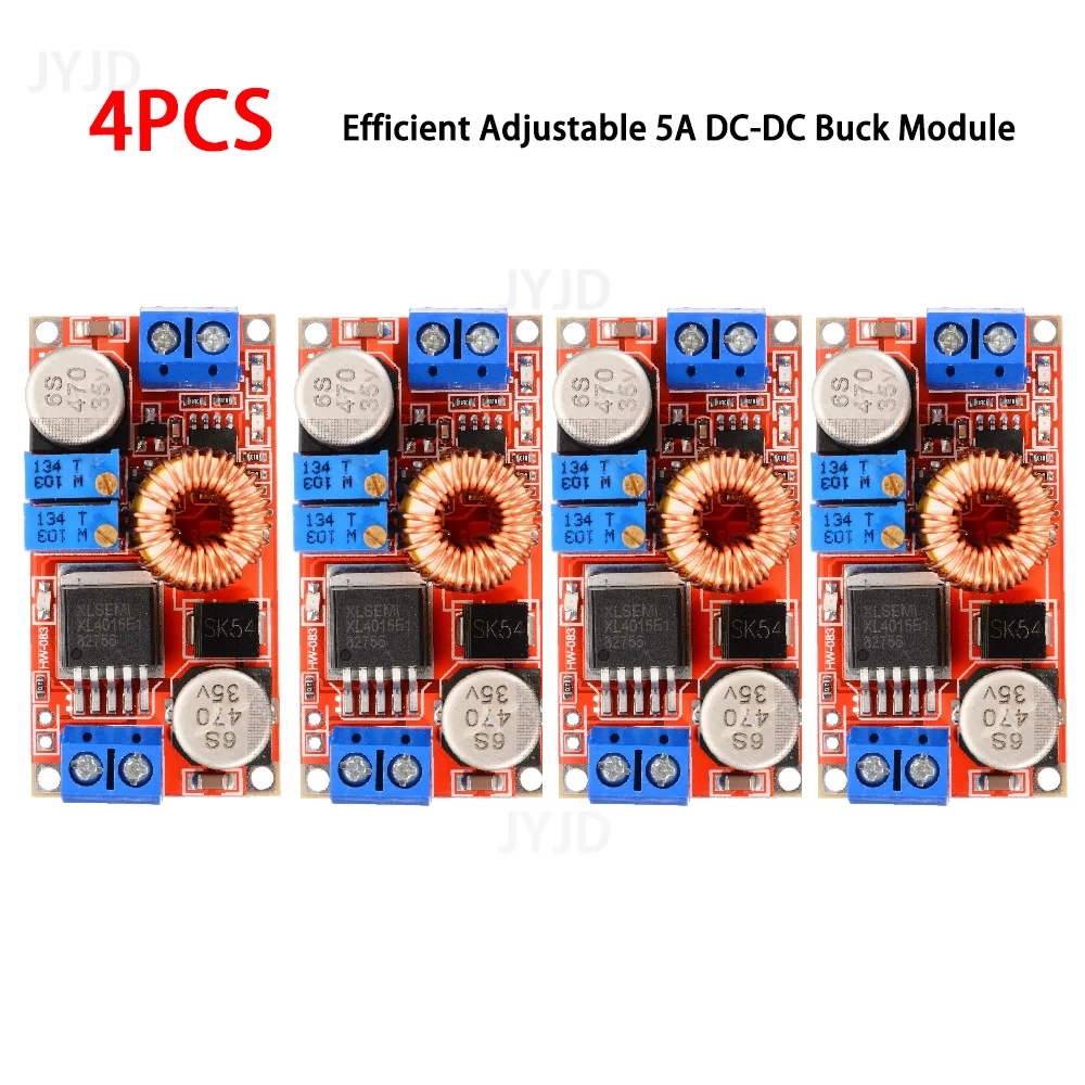 4PCS 5A DC-DC Adjustable Buck Converter XL4015 4-38V to 1.25 - 36V Step Down Power Supply Voltage Regulator Power Module