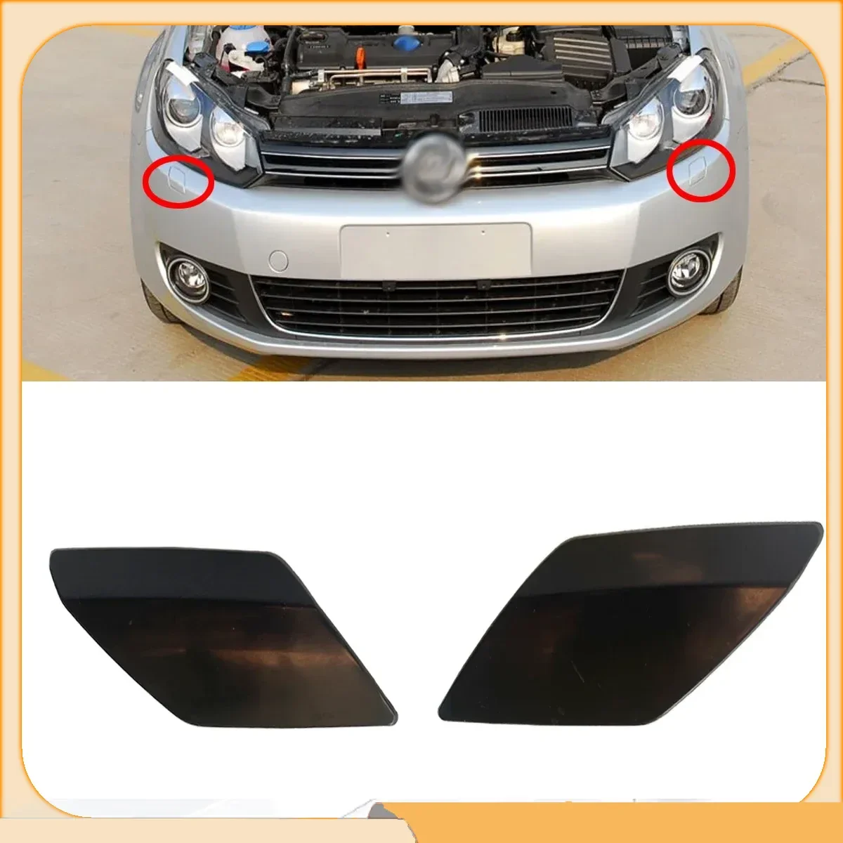 For VW Golf 6 MK6 2009-2013 1 Pair New Primed Front Bumper Left Right Headlight Cleaner Spray Cover Caps Car Accessories