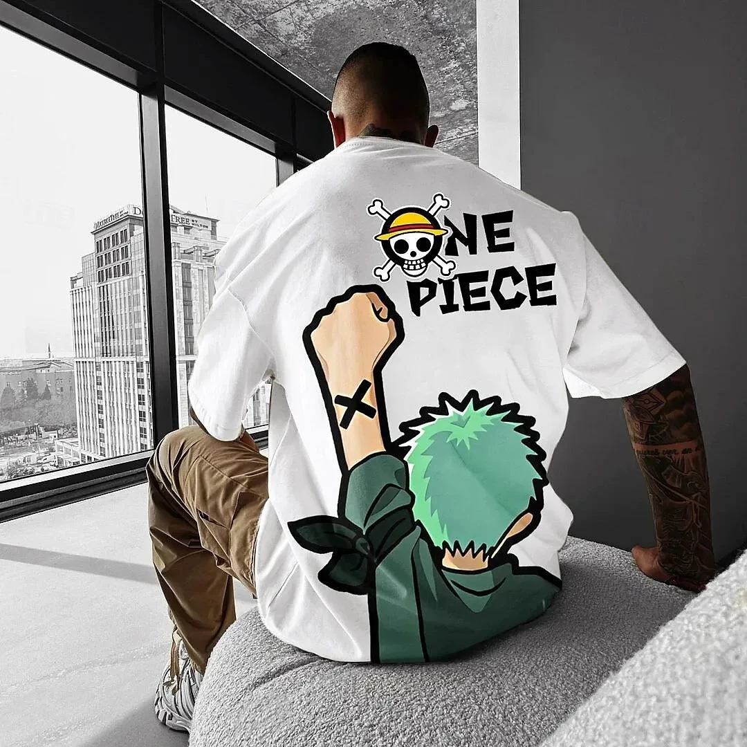 One Piece Roronoa Zoro Luffy Men T-shirt Cotton Short Sleeve Tops Tee Cartoon Anime Japan  Women T Shirts Fashion Y2k Clothing