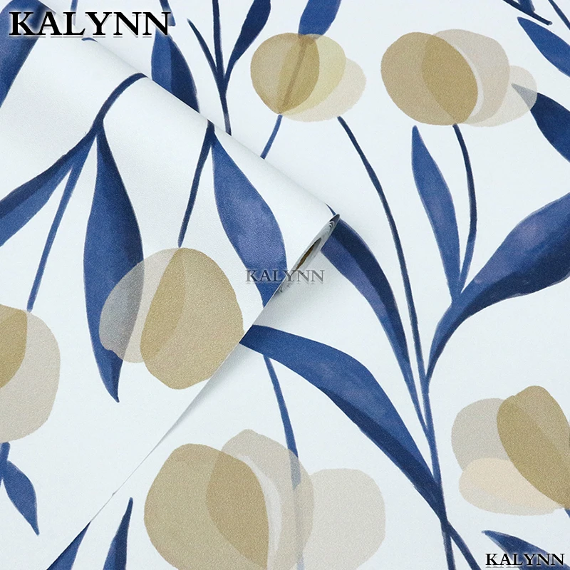 Floral Peel and Stick Wallpaper Boho for Bathroom White/Navy/Tan Wall Paper Stick on Contact Paper  Vinyl Decorative Stickers