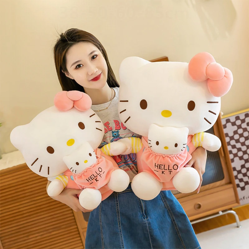 

Kawaii Sanrio Plush Toy Cute HelloKitty Mother and Baby Cat Stuffed Doll Kids Birthday Gift for Boy and Girl