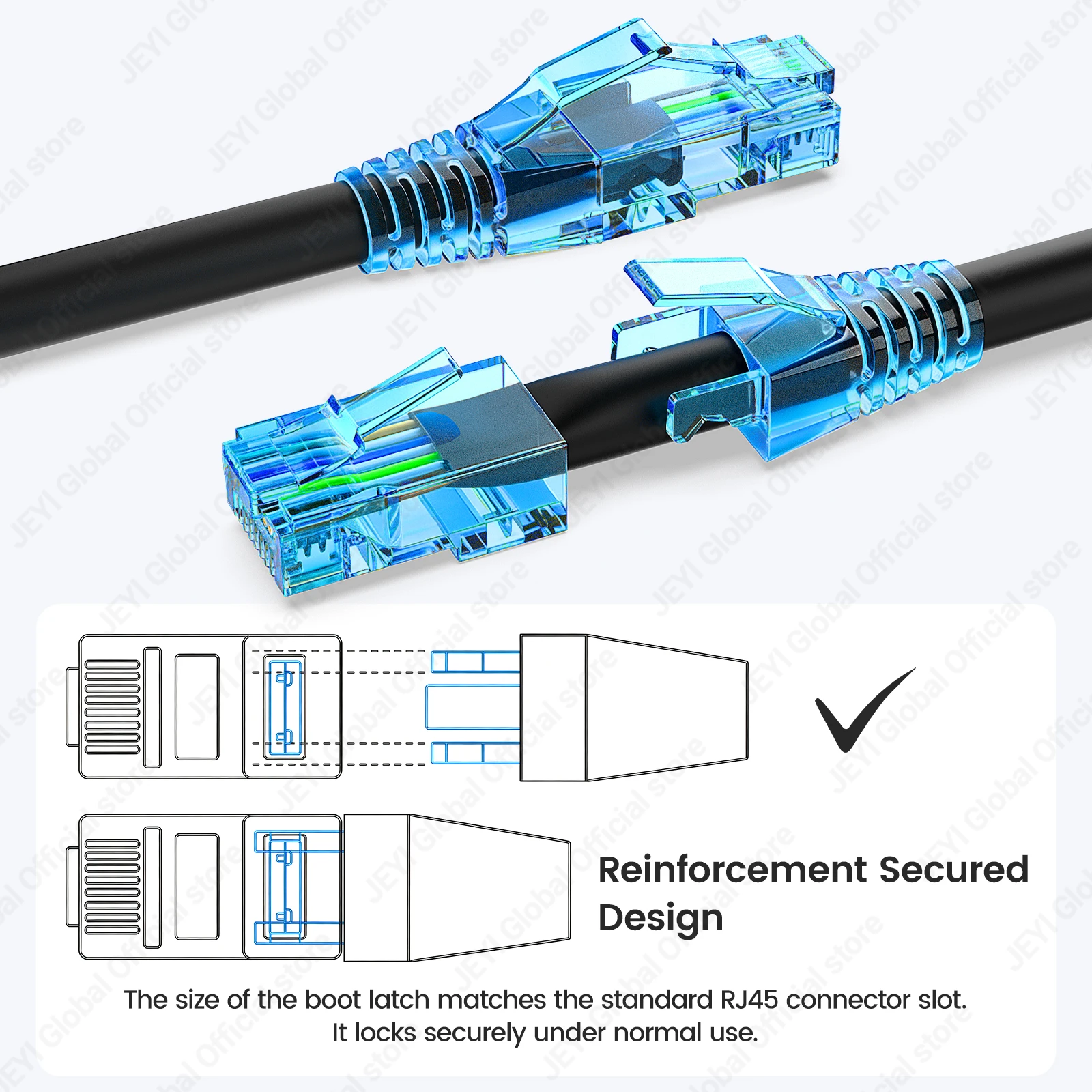 JEYI RJ45 Network Cable Boots PC MateriaI Ultra-Flexible Tough Assorted Colors Connector Protect Cover with RJ45 CAT6/CAT6A/CAT5