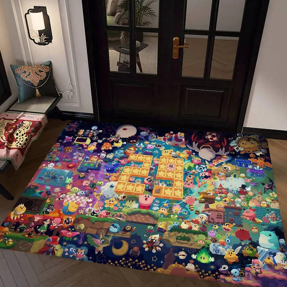 Cartoon Cute K-Kirbies Long Rugs Cheaper Anti-slip Modern Living Room Balcony Printed Bedside Area Rugs