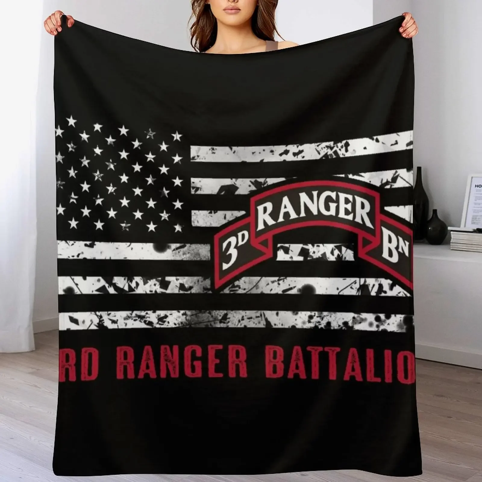 

3rd Ranger Battalion Throw Blanket Luxury Designer Sleeping Bag Shaggy Retros Blankets