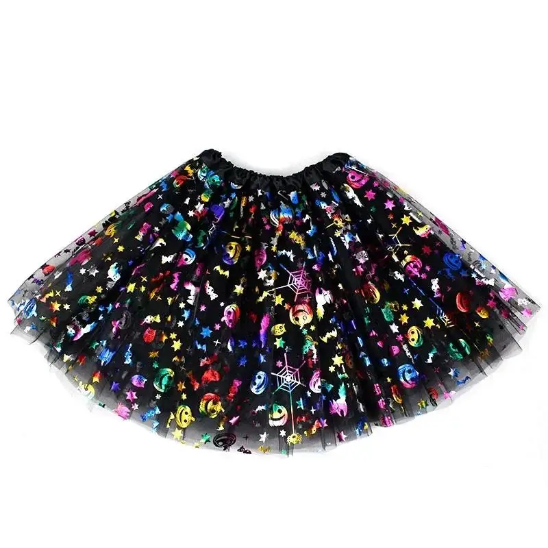 Halloween Girls Tulle Short Tutu Skirt Children Fancy Ballet Dancewear Party Costume Ball Gown Mini Skirt