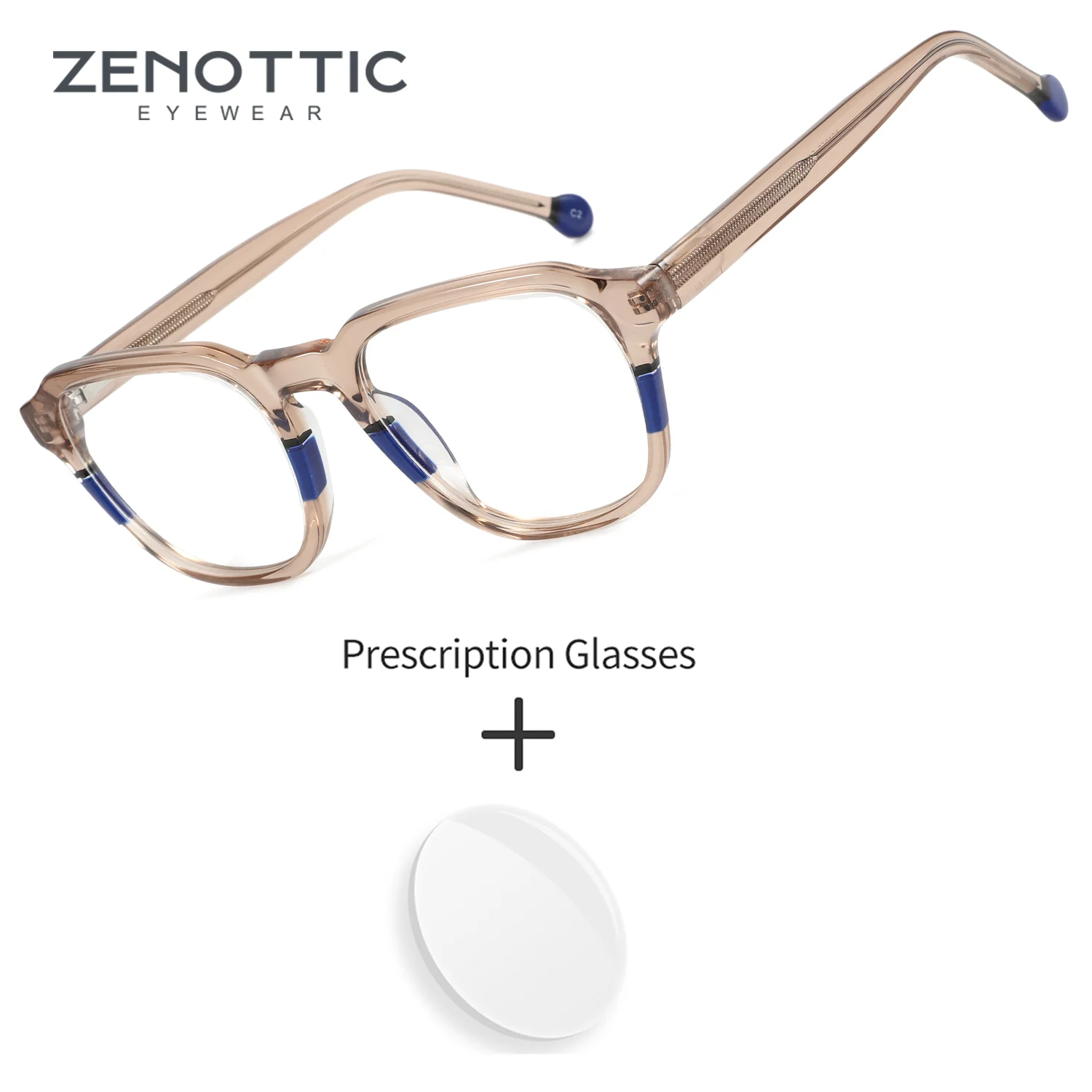 

ZENOTTIC Handmade Acetate Square Prescription Eyewear Myopia Glasses for Man Graduated Woman Eyeglasses