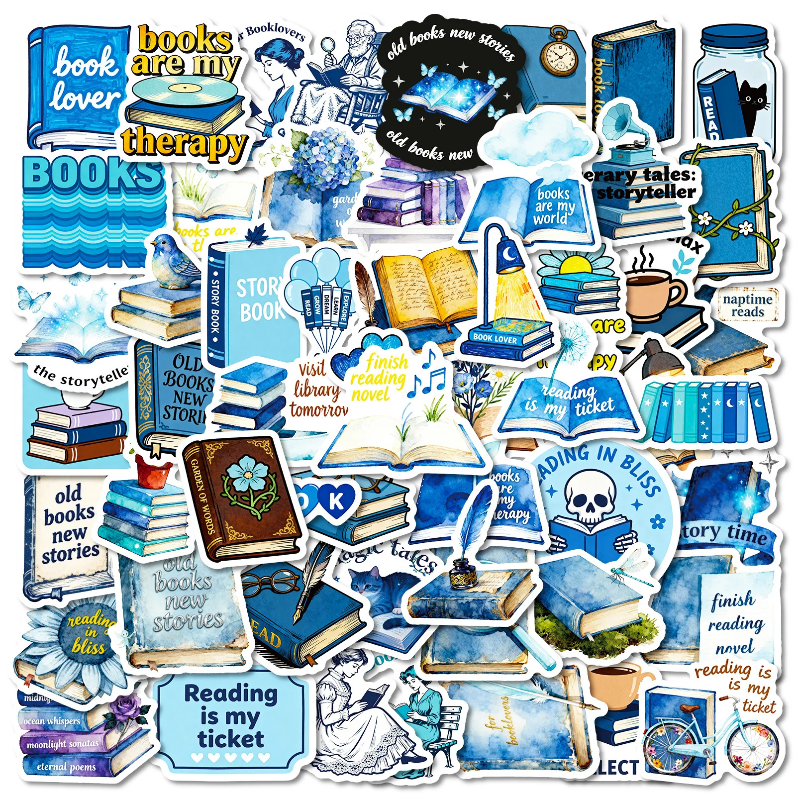 10/50 個ブルーリードスタイル漫画ステッカーブック創造性装飾 DIY おもちゃラップトップギター車バイクスケートボード落書きデカール