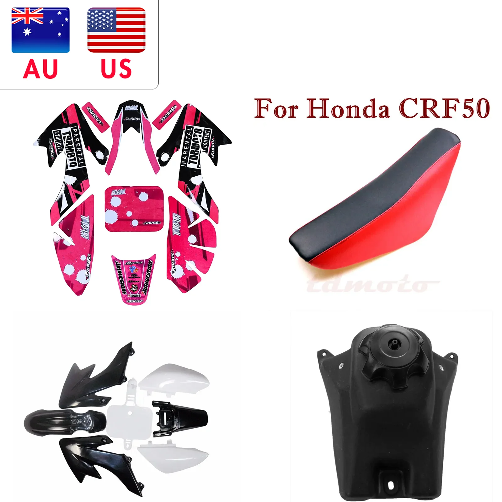 CRF50 Graphics Sticker Decal Plastics Fender Kit Seat Fuel Tank For CRF50 XR50 SSR 50cc 110c 125cc Dirt Bike Motorcycle