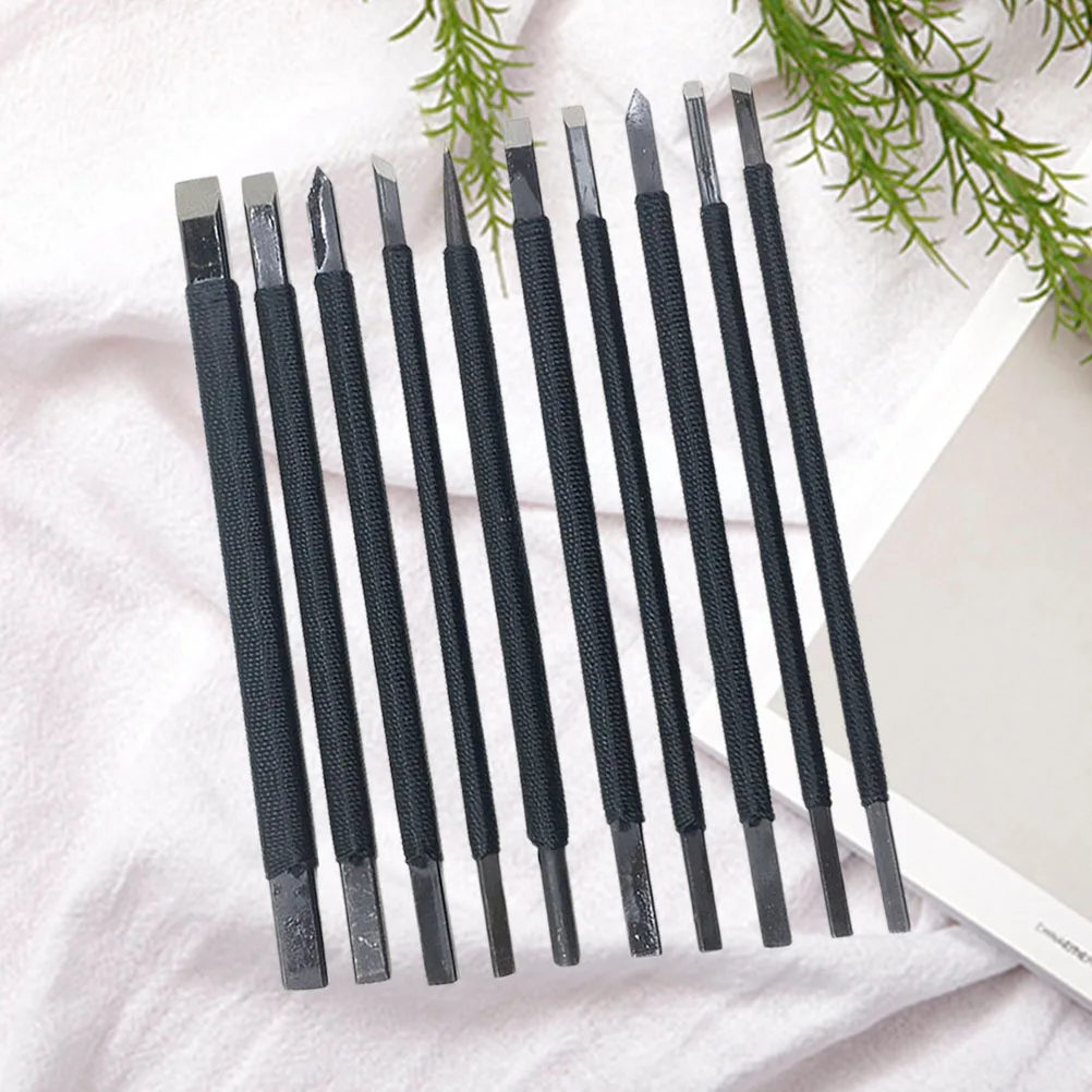 

10 шт., инструменты для резьбы по камню, профессиональный набор для ручной гравировки, вольфрамовая сталь, резьба по надписей для каменных штампов, декоративные поделки