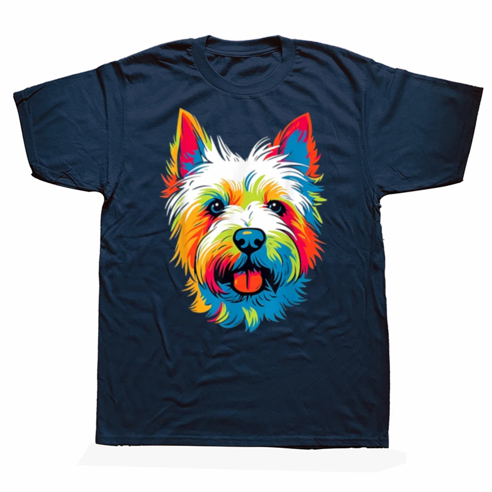 Funny Westie West Highland White Terrier Dog Lover Colorful Puppy T Shirts Streetwear Short Sleeve Mens Loose Oversized T Shirt