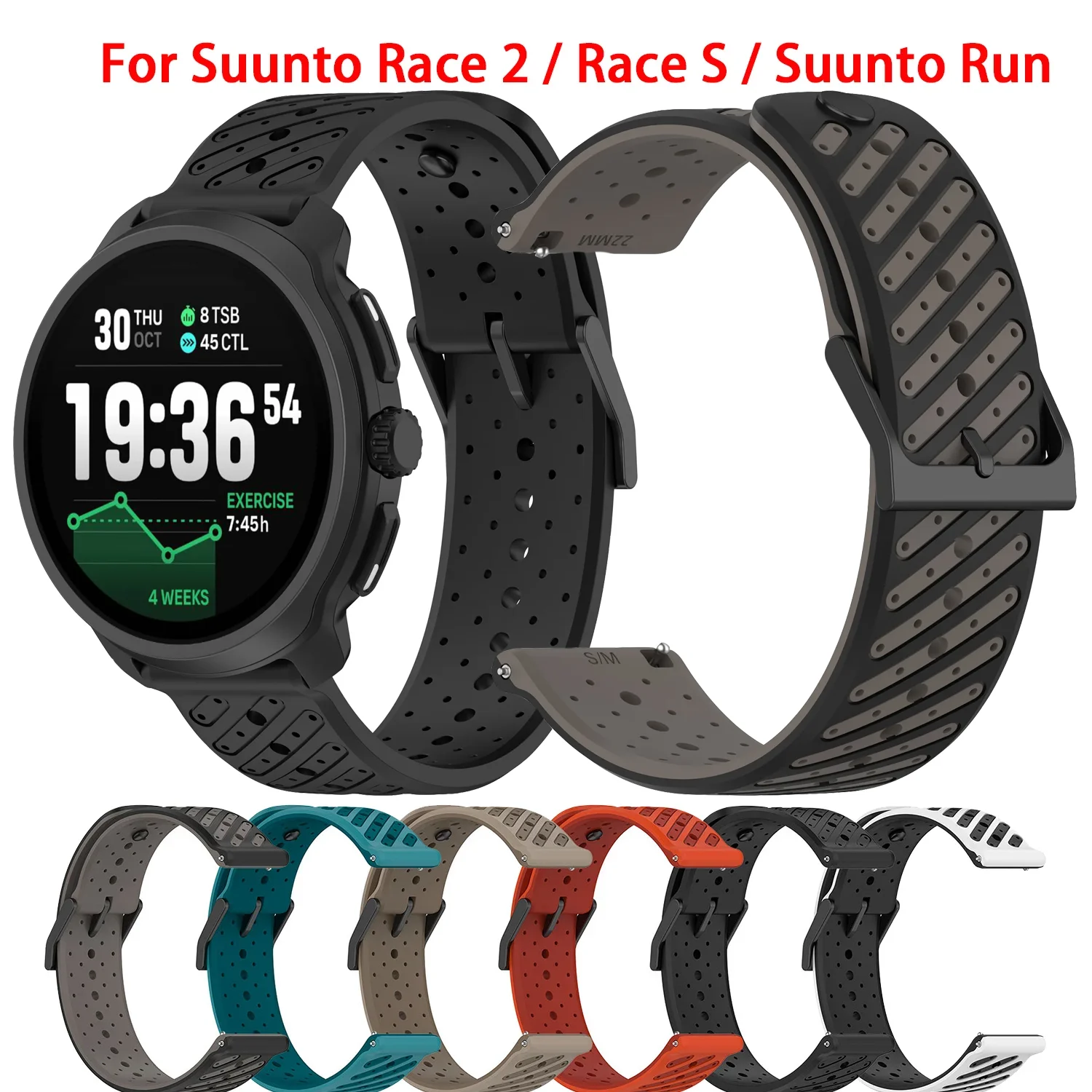 22 mm Silikonarmband für Suunto RACE 2/RACE/Vertical Uhrenarmband für Suunto 5/9 Peak Pro Armband Sportarmband Ersatz