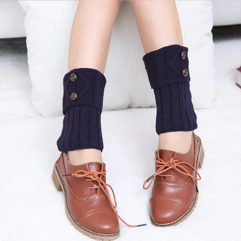 محبوك جورب يغطي المألوف التمهيد يغطي المرأة الجديدة نمط قصير الماس على شكل الوجه أكثر من 2 زر غطاء للقدم الدافئة #6