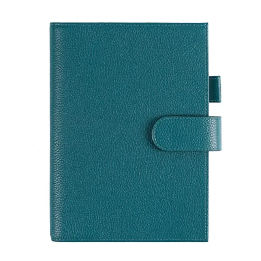 

Leather Cover for A5 Notebooks - Fits Hobonichi Cousin Stalogy and Midori MD Planners with Pen Loop Card Slots and Back Pocket