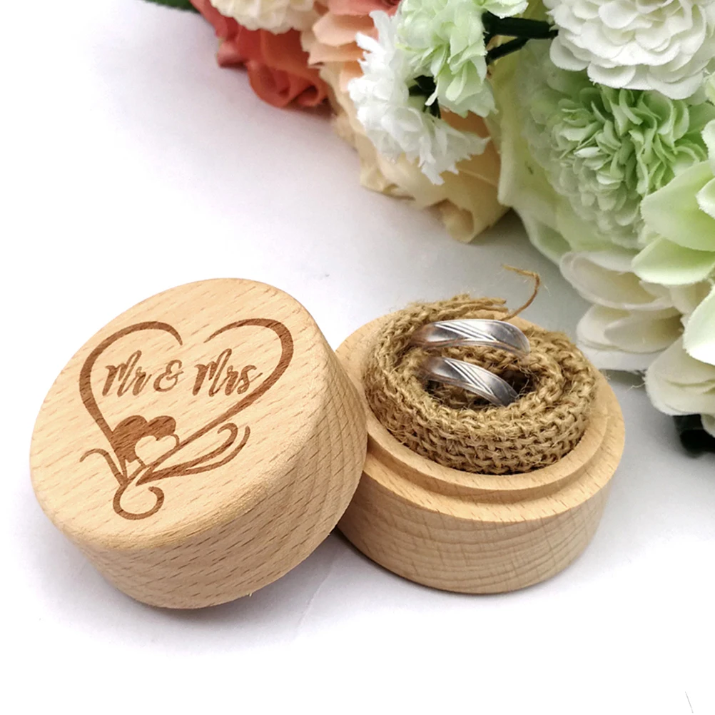 

Vintage Wooden Ring Box For Wedding Engagement Rustic Romantic Storage Holder Necklace Earrings Accessories Display Gift
