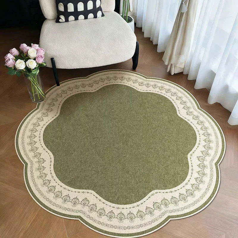 Round Living Room Carpet Comfortable Loop Pile Tpr Rug Anti-slip Anti-fouling Floor Mat French Bedroom Dressing Room Chair Rugs