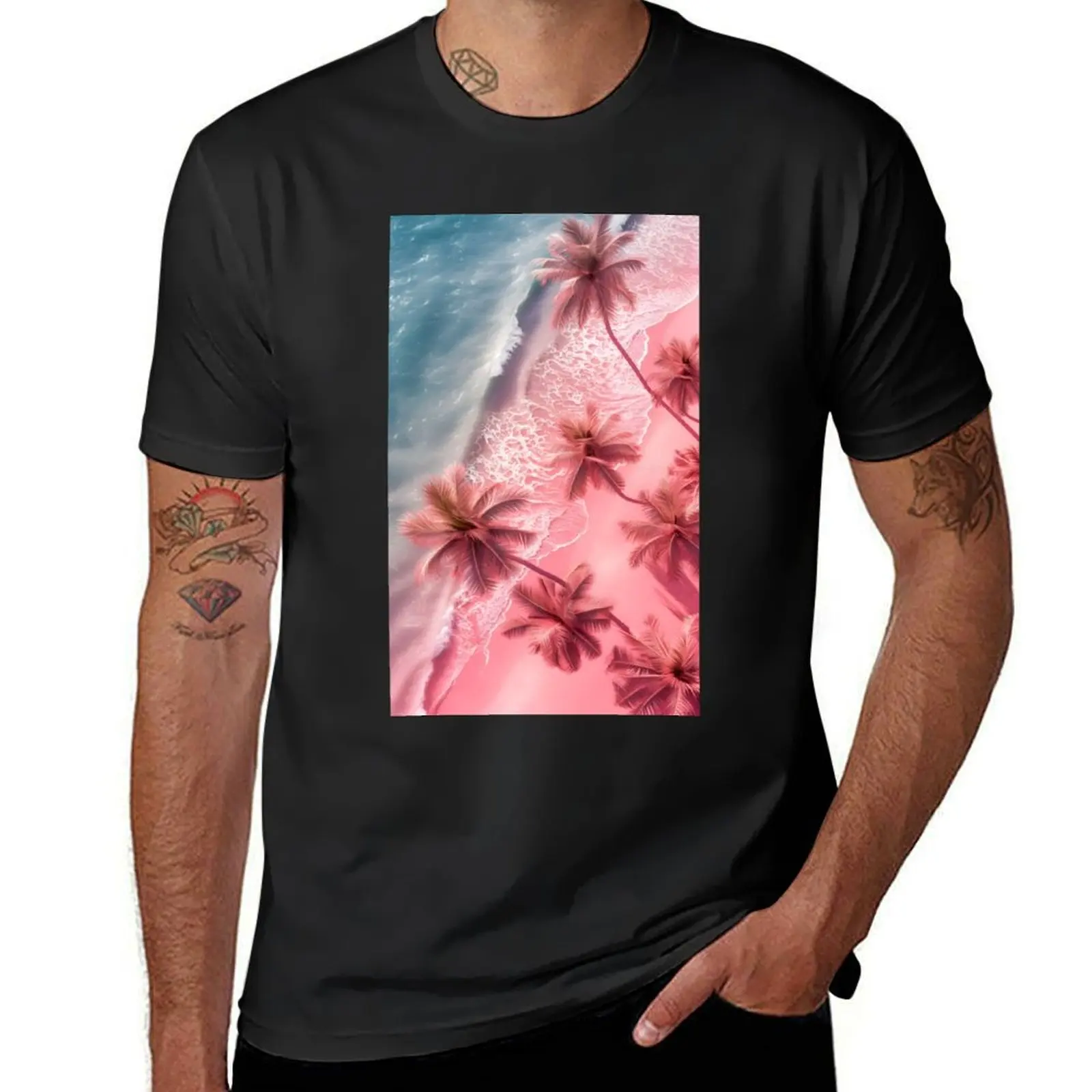 Pink Sands, Calm Waves, and Palms T-Shirt boys whites sweat Aesthetic clothing sublime t shirts for men