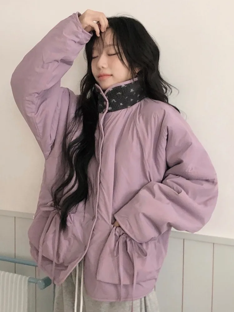 

Chic Double-Sided Lamb Velvet Jaet for Women Winter Anti-Aging Cotton Clothes Single Row Button Multi-ket Cotton Coat