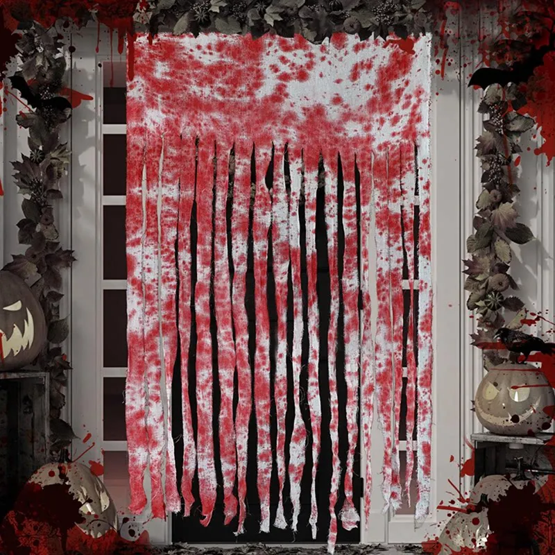 Halloween decorations blood cloth door curtain pendant outdoor bar door pendant haunted house secret room horror scene