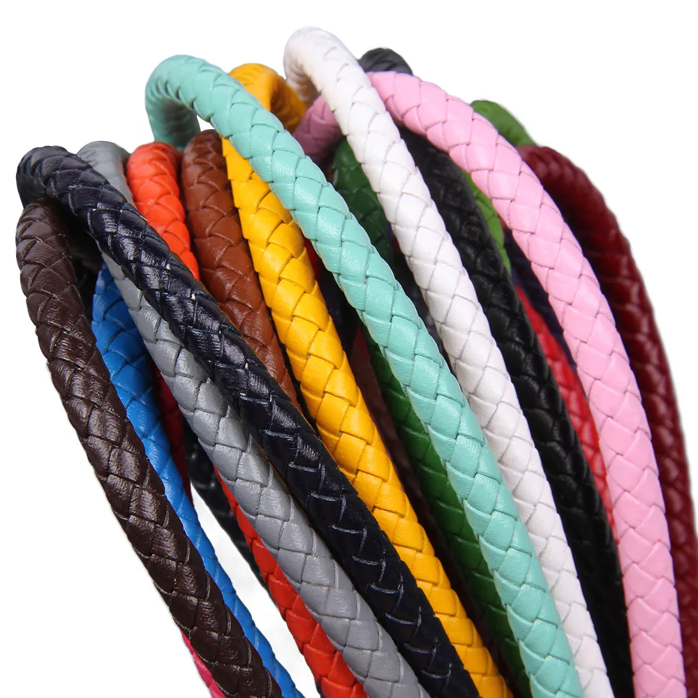 

3mm Genuine Round Braided Leather Cord String Rope Folded, Leather Rope for Crafts, Jewelry Making, Necklace, Bracelets 50m