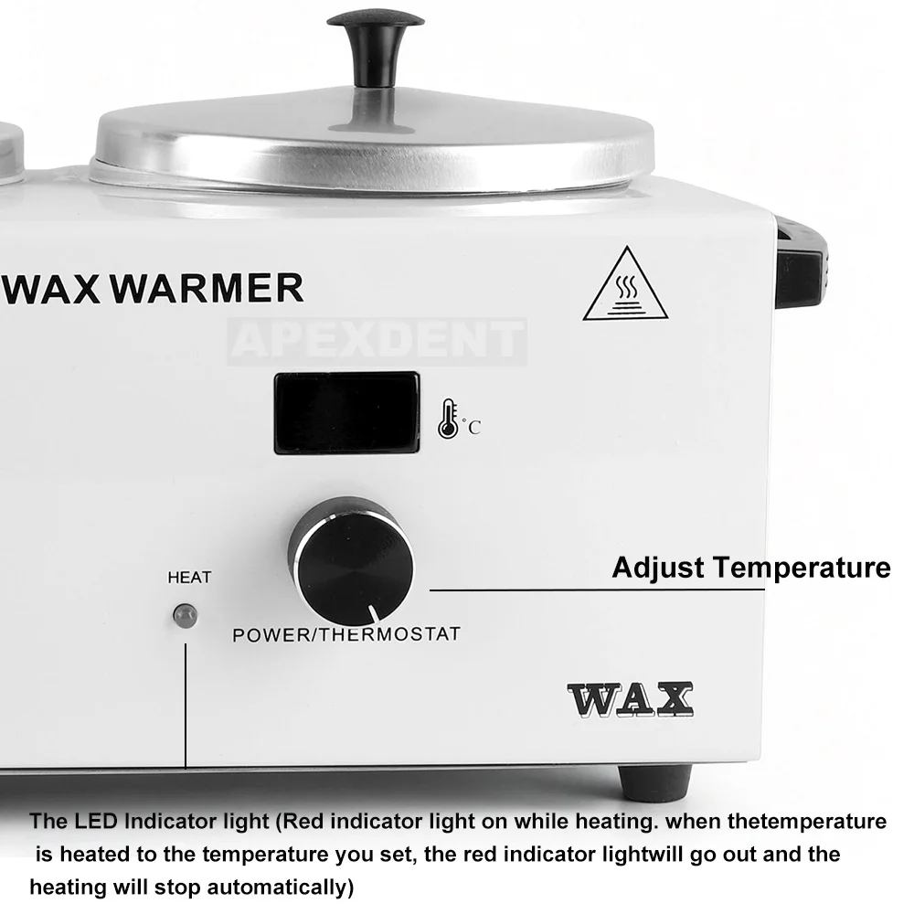 APEXDENT Double Pot Wax Warmer With Digital LED Display Adjustment Temperature Hot Melting Instruments