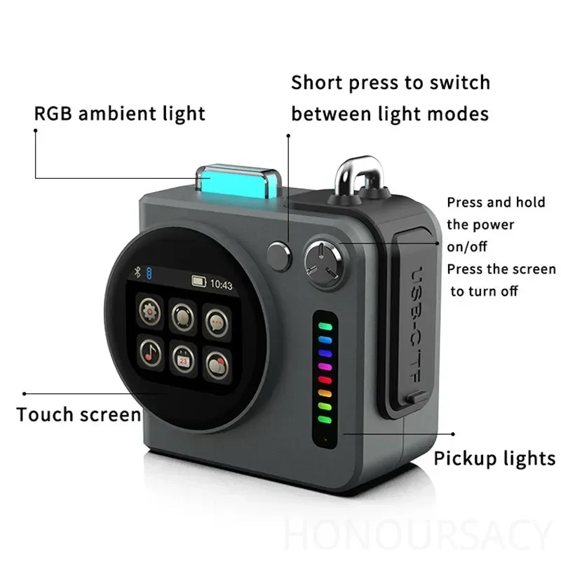 Hoge kwaliteit draadloze luidsprekers Slimme draagbare HD Touch Display Klokken Bluetooth-luidspreker Buitensporten Waterdichte kaart Subwoofer