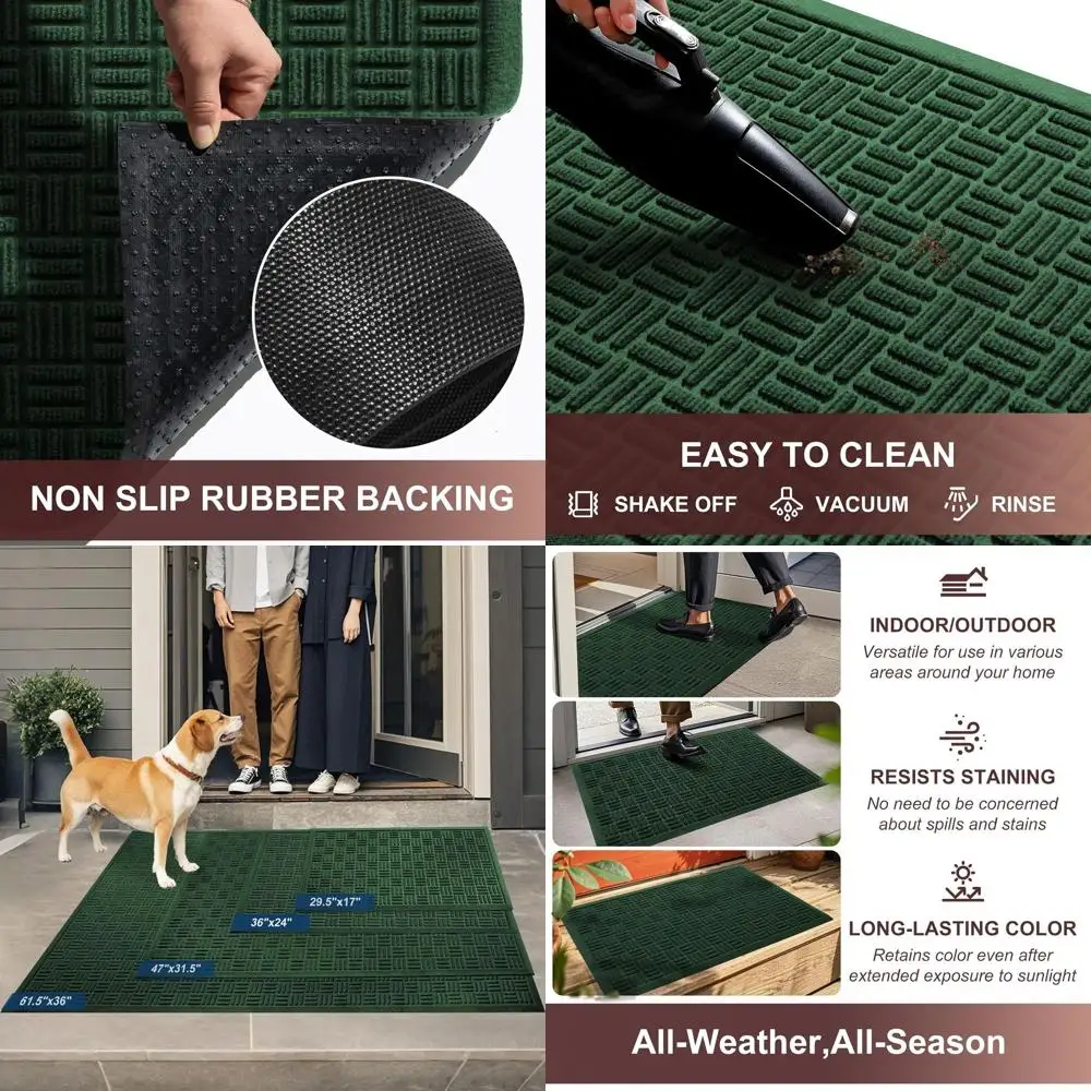

All-Season Indoor/Outdoor Door Mat, Waterproof, Dirt Trapping, Non-Slip, Easy Clean, 47 x 31.5, Green