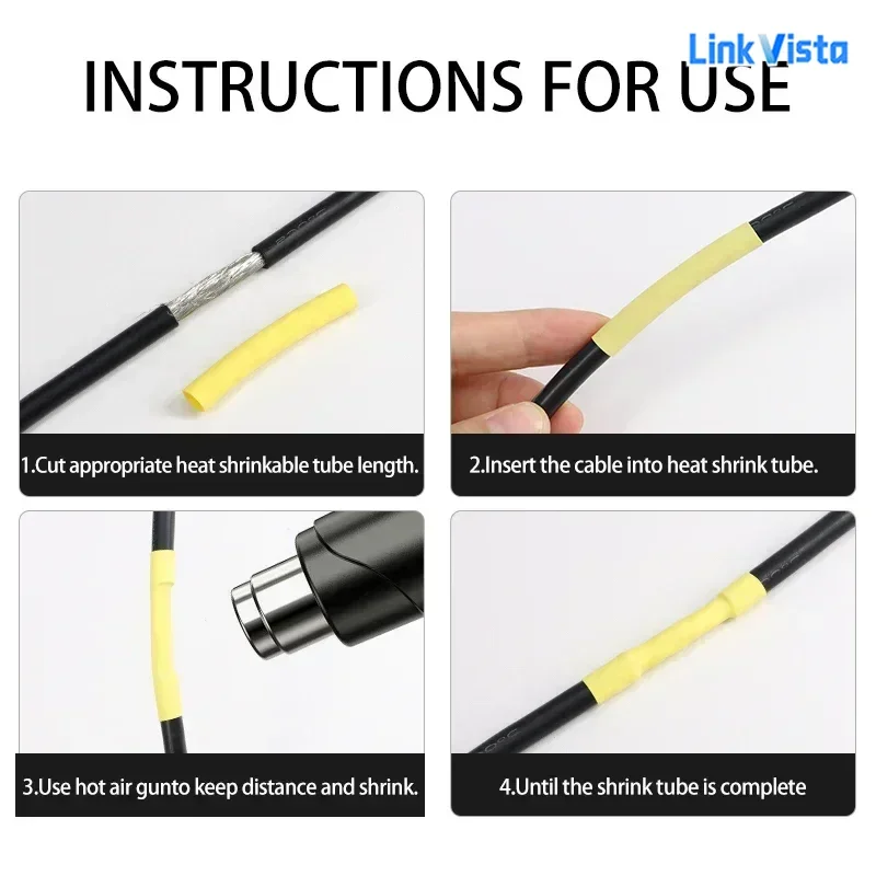 Professional 2:1 Heat Shrink Tubing, 0.6-80mm, for Electronics & Automotive Wiring | Polyolefin Insulation Sleeve Yellow