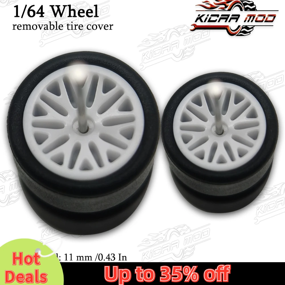 Ruedas Premium RLC 1/64 con neumáticos lisos para Hot Wheels RLC Muscle Car Modelo de radios múltiples Piezas de reacondicionamiento de automóviles D: 11 mm + 13 mm (1 juego)