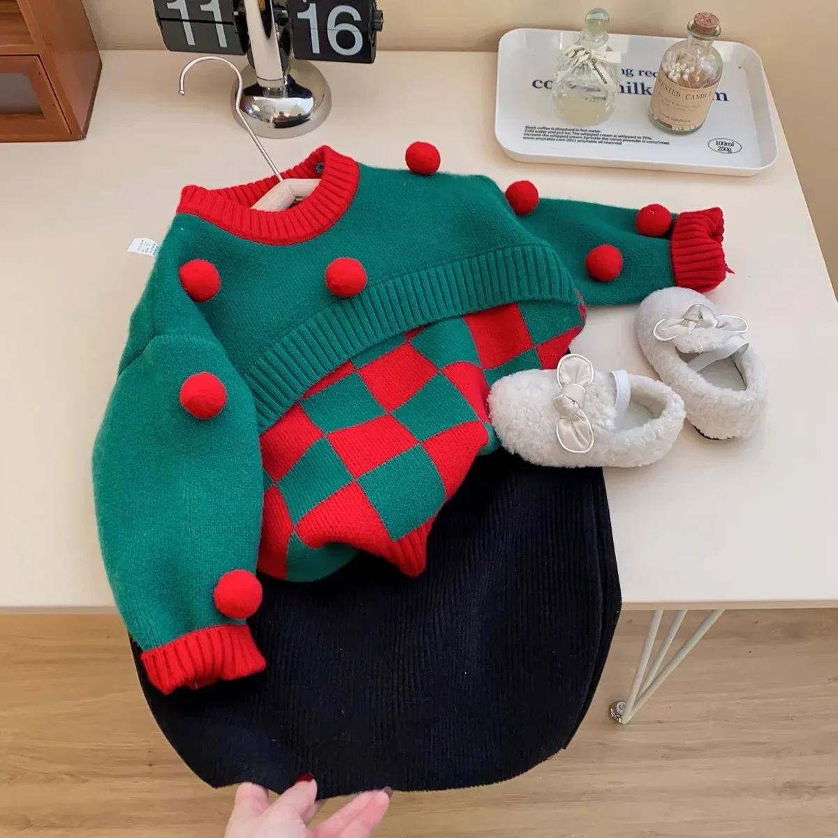 

Baby Christmas knitted sweater winter children's base sweater Girls' sweaters for autumn and winter 2025 new stylish thickened