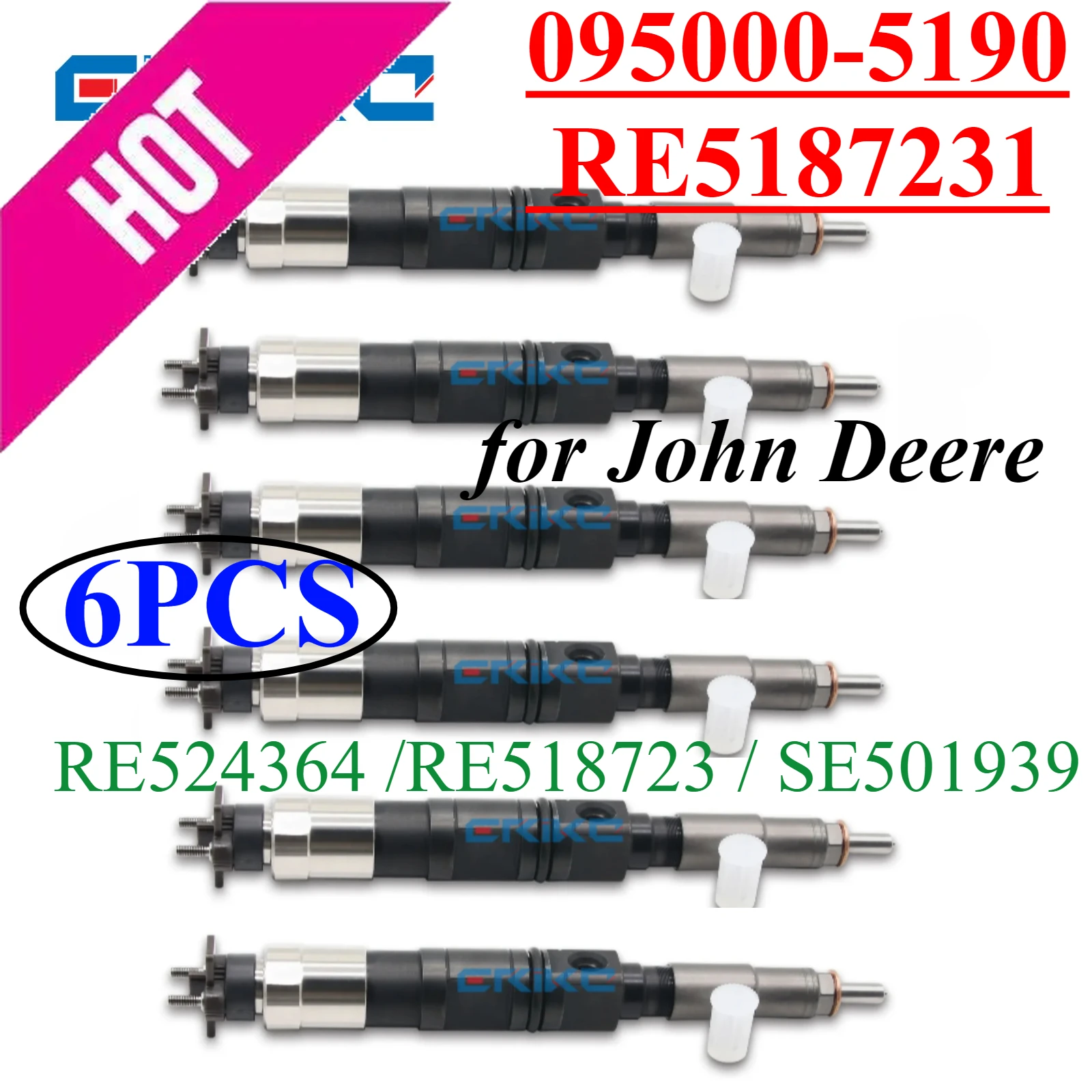

6PC 095000-5190 Common Rail Injector 095000-5191 RE524364 Engine Nozzle for John Deere RE518723 SE501939