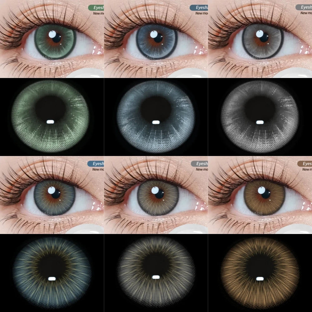 YESHARE Neue farbige Kontaktlinsen für Augen, 1 Paar, modische blaue Kontaktlinsen, braune Linsen, jährliche koreanische graue kontaktgrüne Linse
