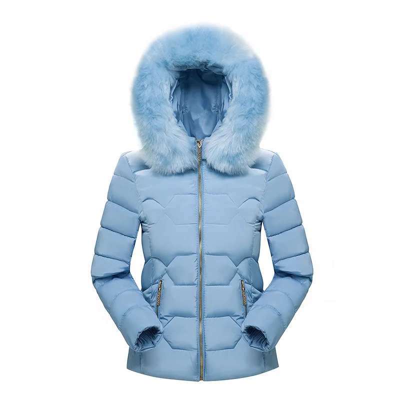 Chaqueta de Aodón Casual para Mujer, Primavera, Otoño, Invierno, Corta, con Cuello de Piel ande, Multicolor, Rell de P...