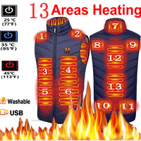 13/17 Areas Heated Vest Men USB Heating Vest Winter Electrical Heating Jacket Outdoor Hunting Waistcoat Hiking Plus Size 6XL