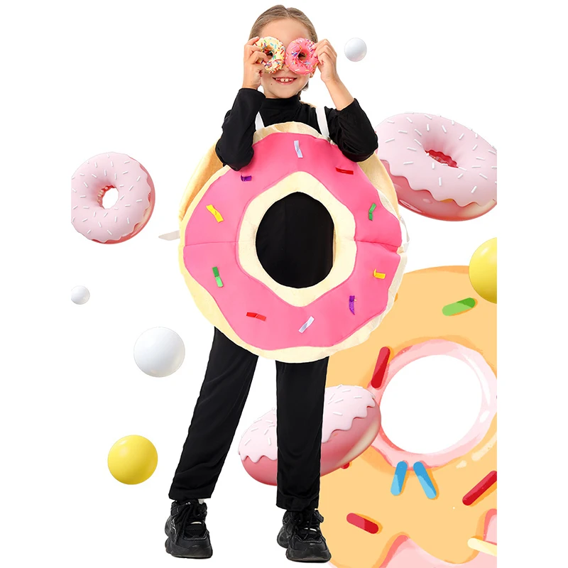 2025 recién llegado Unisex niñas dulces rosas Dunk Your Donut disfraz de Halloween disfraz de Donut para niños