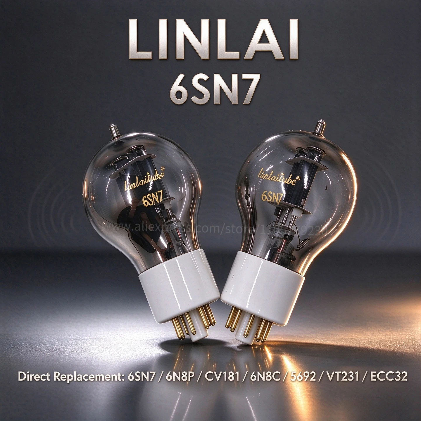 LINLAI 6SN7-T Vacuum Tube Carbon Crystal Spherical Glass Envelope Precisely Matched Replacement for CV181 for Tube Preamplifier