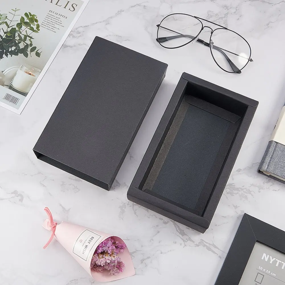 Kraft Cardboard Phone Case Packaging Box Red/White/Brown/Black Paper Drawer Box With Clear Window