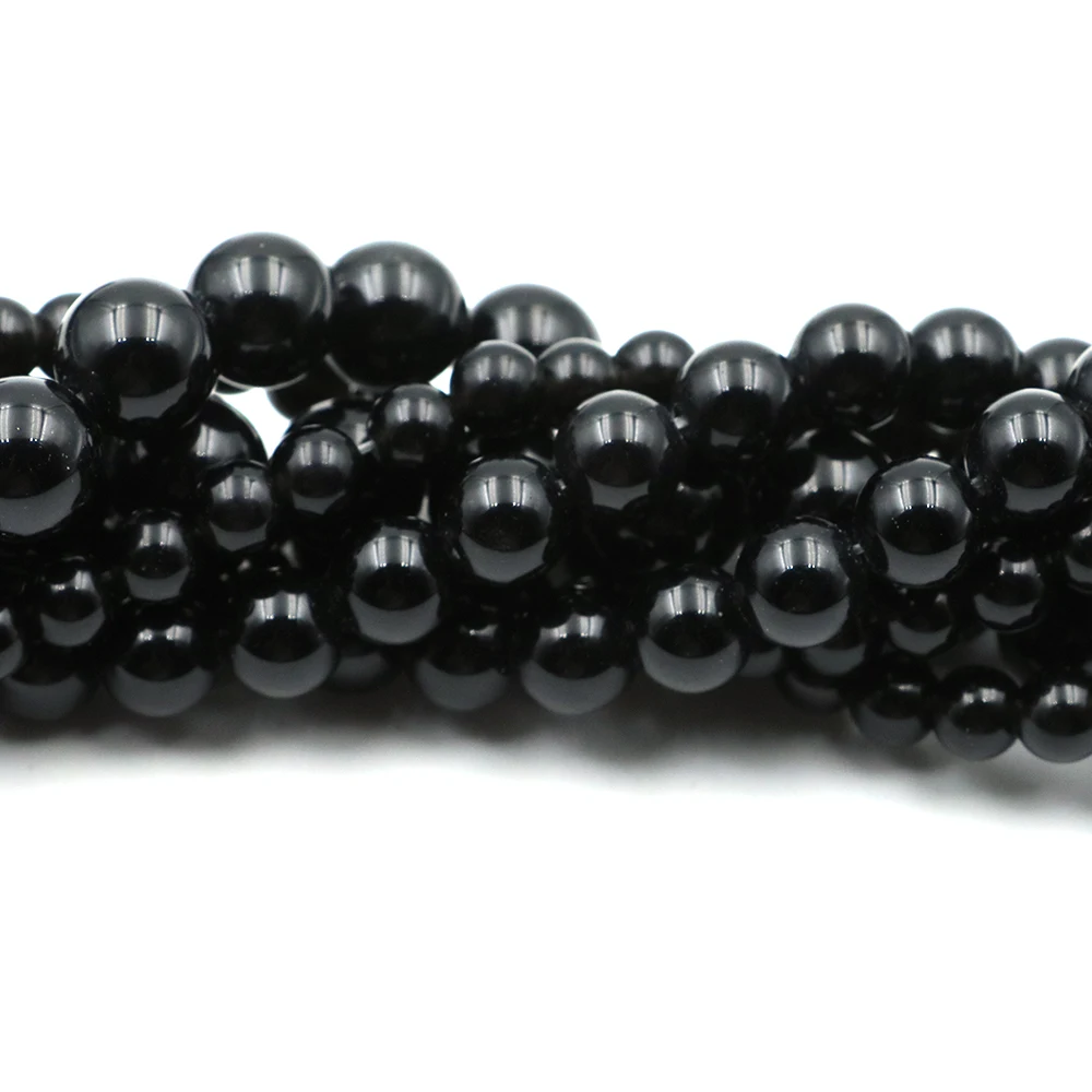 2 3 4 6 8 10 12MM 블랙 아게이트 비즈 라운드 루즈 천연석 비즈 주얼리 제작 DIY 팔찌 목걸이 귀걸이 액세서리