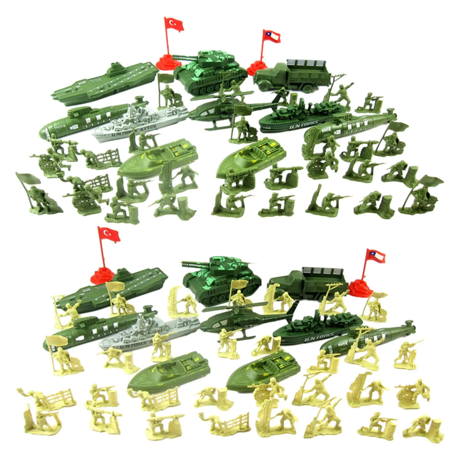 52x Soldier Figures Toys Battle Scene Model Men Figures with Tank