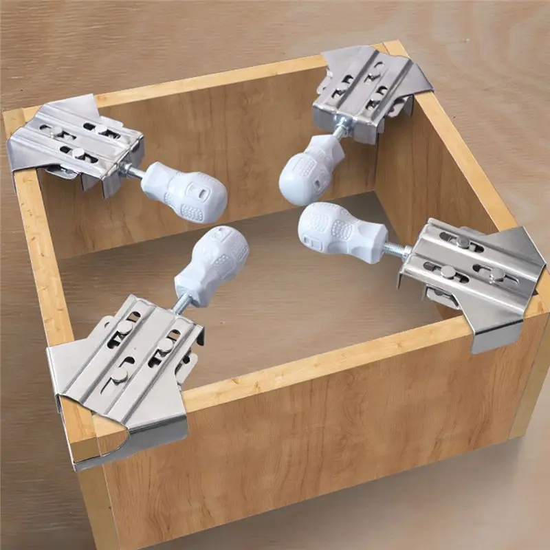 AT63 4pcs Upgraded 90 Degree Fixed Photo Frame Clip Stainless Steel Right Angle Clamp Woodworking Splicing Quick Clip