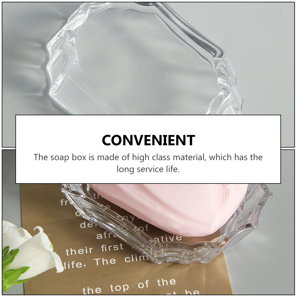 

2Pcs Clear Glass Soap Box Transparent Bathroom Supply Travel Organizer Embossment Design Soap Box Bathroom Supply