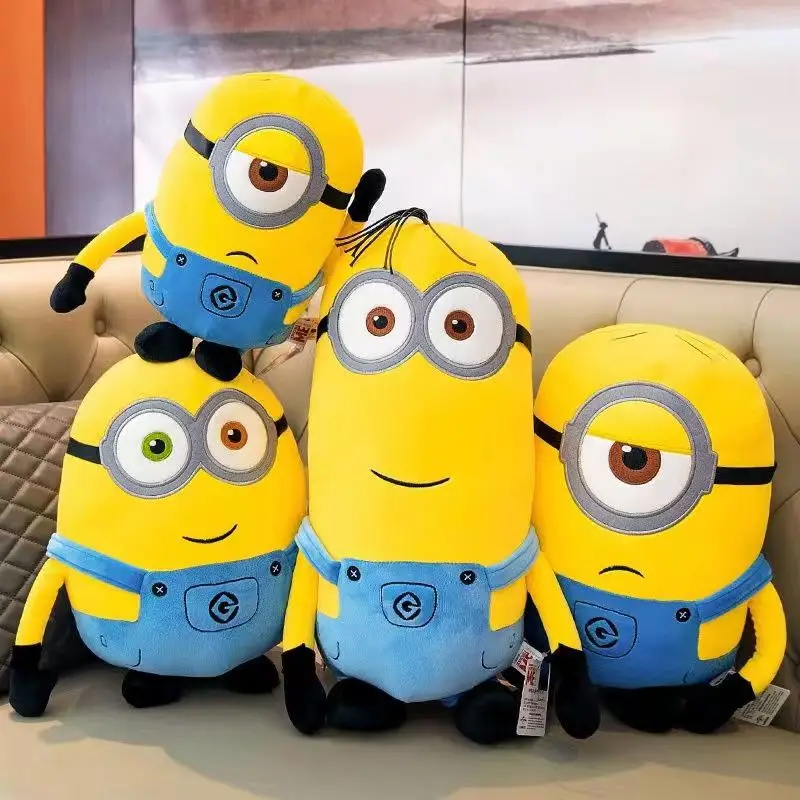 30CM Minion Pillow Movie Peripheral Yellow Plush Bob Plush Stuffed Toy Jeans Soft Doll Pillow Decoration Children's Birthday Gif