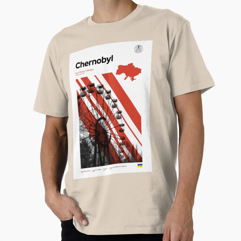 Chernobyl Architecture Echoes of a Silent Zone Retro gift t shirt Vintage Pripyat Graphic Clothes Men's All size S-6XL Tops