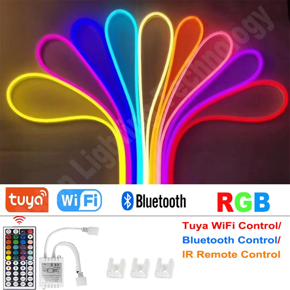 

12V RGB LED Strip Lights 120Leds/m Flexible Neon RGB Dimmable Tape Decor for Room Tuya Smart WiFi /Bluetooth/IR Remote Control